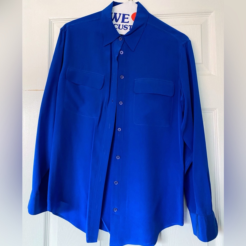 Equipment Femme Electric Blue Silk Button Down